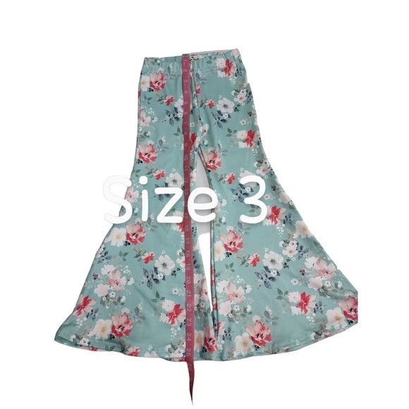 Kids Boutique Style Flared Leg Pants Blue Floral Bell Bottom Pants - Picture 5 of 11